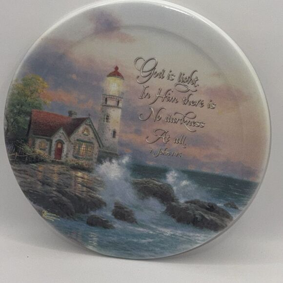Thomas Kincaid Plate with Lighthouse and Inspirational Quote - Picture 4 of 6